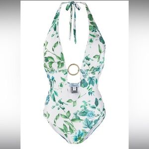 BLUMARINE Beachwear Floral Halter One-Piece Swimsuit Size M